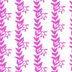 Fototapeta na wymiar Seamless vector pattern with flowers for valentine's day in the trending color pink. Abstract, animalistic, minimalist hand drawn print. Designs for textiles, fabric, wrapping paper, packaging.