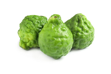 Fresh ripe bergamot fruits on white background