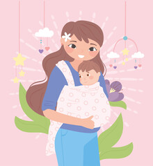 mom carrying a her baby