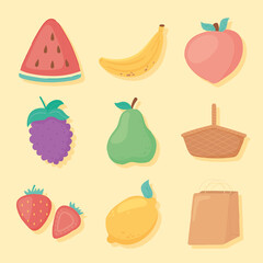 icons fruits food