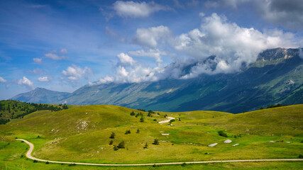Mountain landscape at Gran Sasso Natural Park, in Abruzzo, Italy