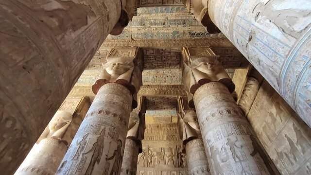 Dendera temple or Temple of Hathor. Egypt. Dendera, Denderah, is a small town in Egypt. Dendera Temple complex, one of the best-preserved temple sites from ancient Upper Egypt.