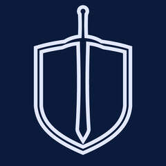 linear shape outline sword and shield symbol