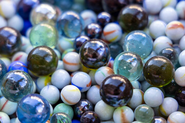 Colorful glass marble and glass balls beautiful background