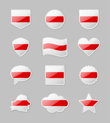 Belarus - set of country flags in the form of stickers of various shapes.