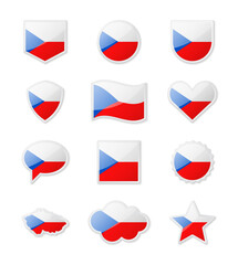 Czech Republic - set of country flags in the form of stickers of various shapes.