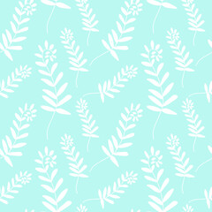 Vector seamless pattern with Flowers white line on Spun Sugar hand painted background.Summer,floral,botanical print in doodle style.Design for textiles,fabric,wrapping paper,packaging,wallpaper.