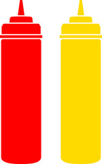 Vector illustration of the ketchup and mustard bottles