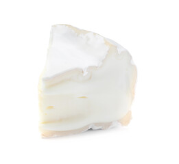 Piece of tasty brie cheese isolated on white