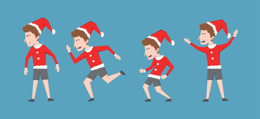 An illustration of set of boy with Santa Claus costume and with different expressions