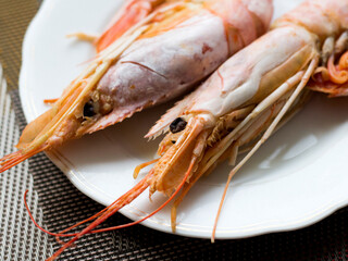 Boiled lobsters, delicious seafood