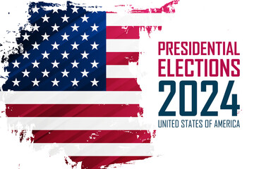2024 United States Presidential Elections Banner. US President Election Day background. Vector Illustration.	