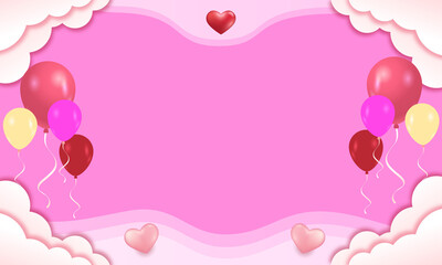 pink background with love and ballons