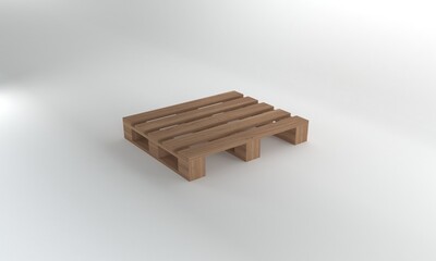 Naklejka na ściany i meble Perspective view Wooden pallet isolated on white Background,3D Rendering