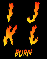 Burn fire alphabet - 3D Illustration