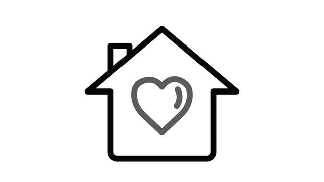 home and love animated line icon. suitable animated for love home application. 