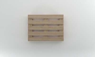 Top view Wooden pallet isolated on white Background,3D Rendering