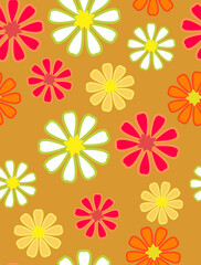 Abstract Colorful Digital Flowers Seamless Pattern Trendy Stylish Color Combinations Perfect for Allover Fabric Print or Wrapping Paper