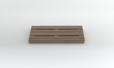 Front View Wooden pallet isolated on white Background,3D Rendering