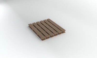 Perspective view Wooden pallet isolated on white Background,3D Rendering