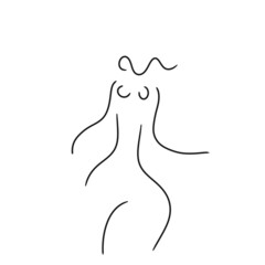 line art illustration of a woman