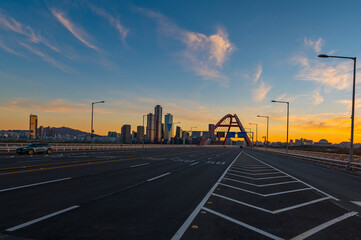 Traffic - foreground;Business and finance concept, at office building.