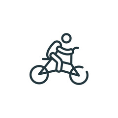Fototapeta na wymiar biking thin line icon. bike, cycling linear icons from activities concept isolated outline sign. Vector illustration symbol element for web design and apps..