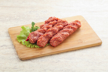 Raw beef kebab minced meat