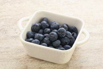 Sweet ripe blueberry heap in the bowl