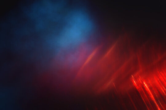 Abstract Red, Blue And Black Defocused Background. Bokeh Lights