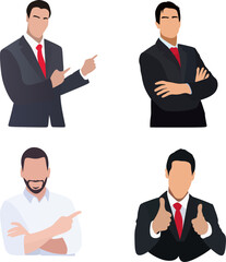 Group of buisnessman in suits. Set of buisness people in office clothes. Buisnessman vector illustration.