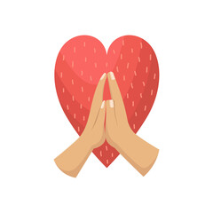 Vector illustration of the joined hands of a man and a woman, a couple in love. Valentine's day.