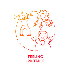 Feeling irritable red gradient concept icon. Emotional disorder. Anxiety abstract idea thin line illustration. Isolated outline drawing. Editable stroke. Roboto-Medium, Myriad Pro-Bold fonts used