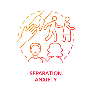 Separation anxiety red gradient concept icon. Fear of loneliness. Anxiety disorder abstract idea thin line illustration. Isolated outline drawing. Roboto-Medium, Myriad Pro-Bold fonts used