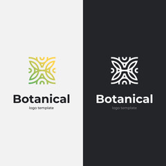 Botanical pattern linear logo design. Minimal style. 