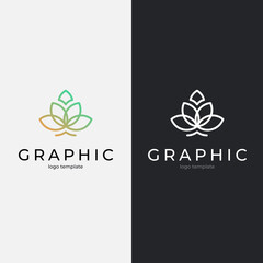 Tropical leaf line logo design. Minimal style. 