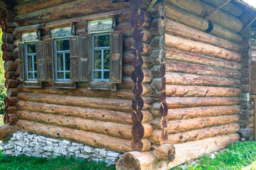 Wooden rural house made of huge logs. This house was built in the second half of the XIX century....