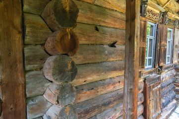 Wooden rural house made of huge logs. This house was built in the second half of the XIX century....