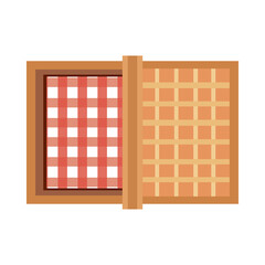 picnic basket with tablecloth