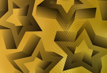 Dark Yellow vector background with colored stars.