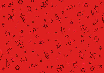 Christmas seamless pattern with simple line designs 