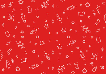 Christmas seamless pattern with simple line designs 