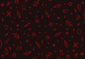 Christmas seamless pattern with simple line designs 