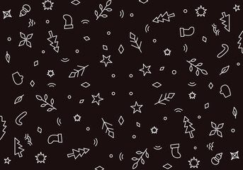 Christmas seamless pattern with simple line designs 