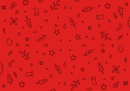 Christmas seamless pattern with simple line designs 