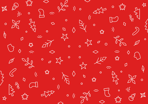 Christmas seamless pattern with simple line designs 