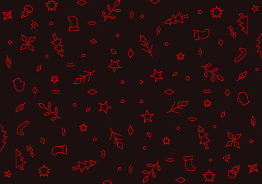 Christmas seamless pattern with simple line designs 