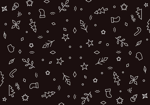 Christmas seamless pattern with simple line designs 
