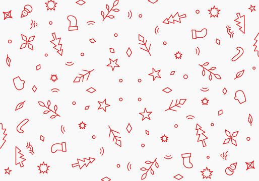 Christmas seamless pattern with simple line designs 