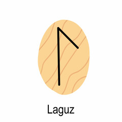 Old rune Laguz, ancient Scandinavian alphabet vector illustration, hand drawn typography, occult letters, mystical signs, esoteric concept